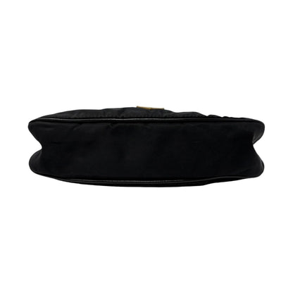 PRADA Vintage Mini Shoulder Nylon Bag Handbag Pochette Black Silver Logo 902252