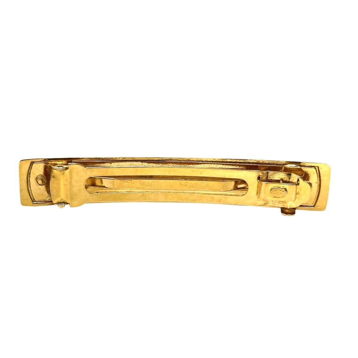 CHANEL Vintage 97A CC Mark Logo Gold Medium Barrette Hair Accessory Metal