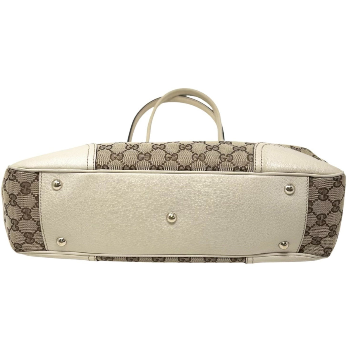 GUCCI Vintage GG Monogram Web Stripe Ribbon Tote Shoulder Bag Beige 902324