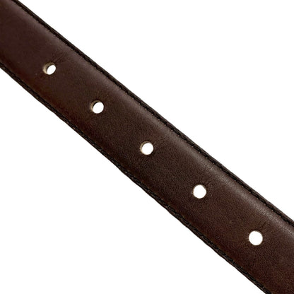 Yves Saint Laurent Vintage YSL Logo Leather Belt Brown Gold Buckle 902539