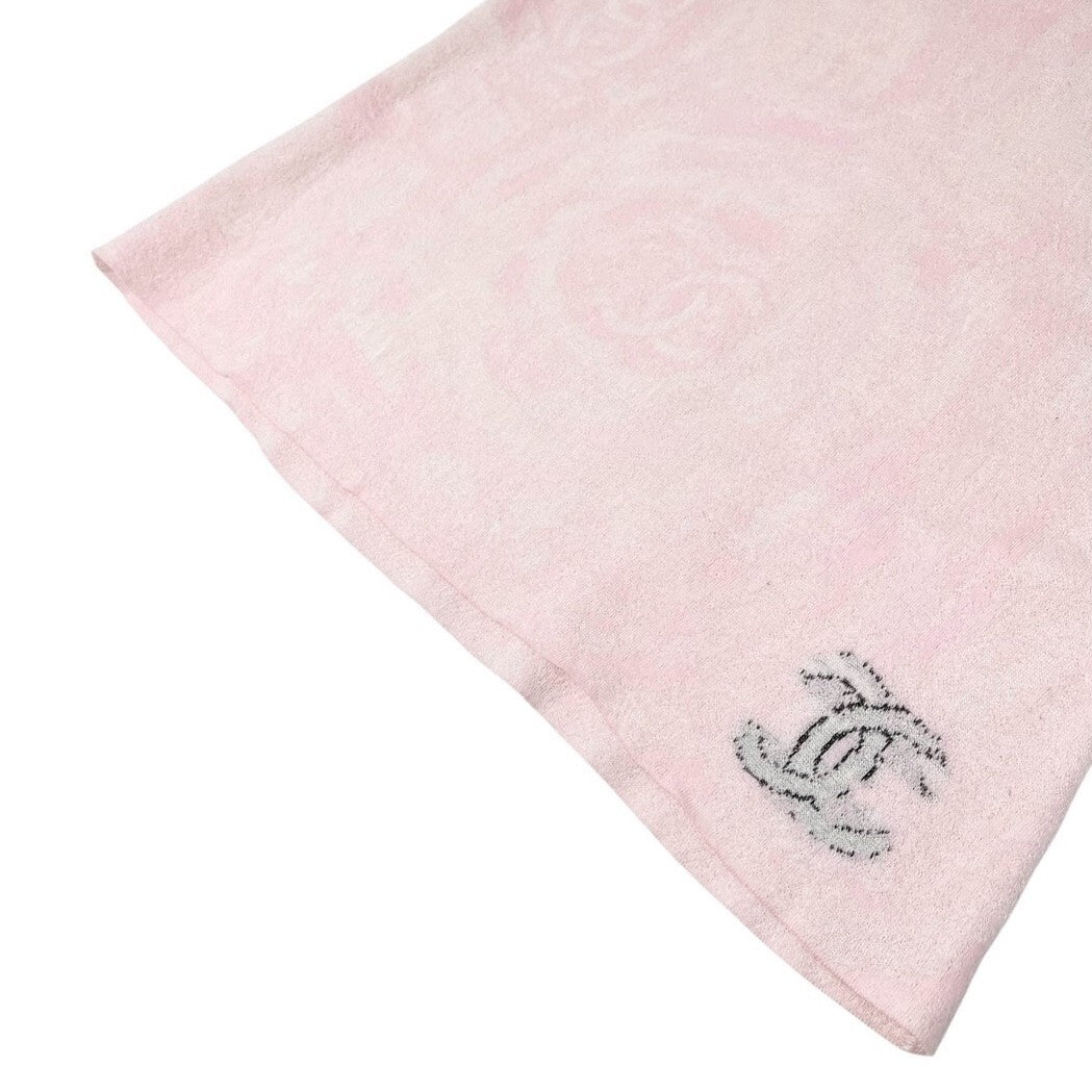 CHANEL Vintage 09C CC Logo T-shirt Knit Top #38 Pink Cotton Rose Short Sleeve