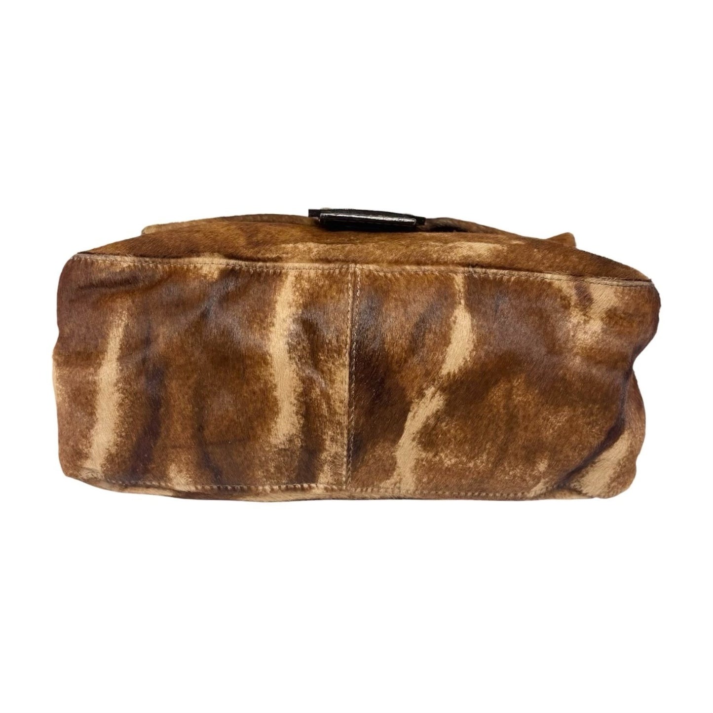 FENDI Vintage FF Mamma Baguette Pony Hair Shoulder Bag Brown Leather 902546