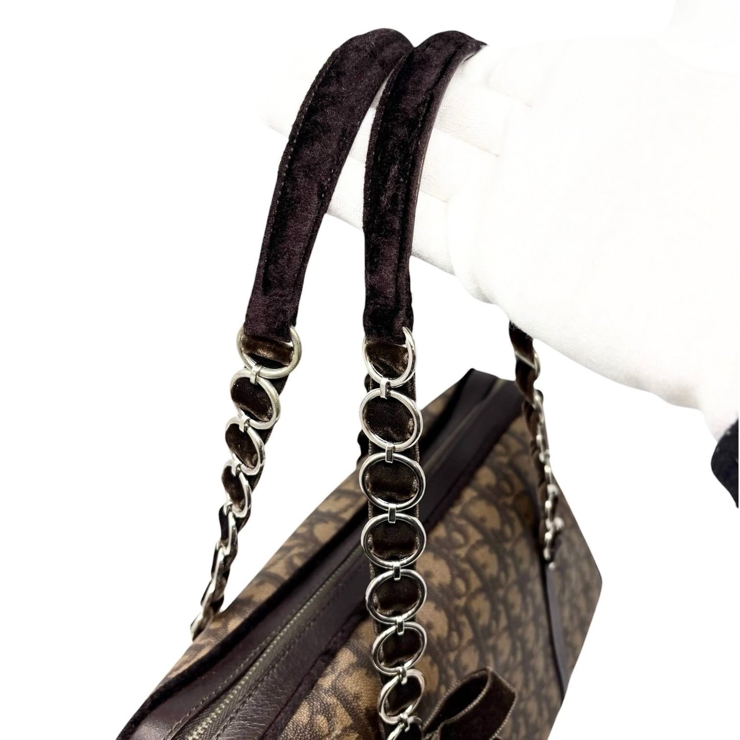 Christian Dior Vintage 2005 Trotter Monogram Romantique Shoulder Bag Brown PVC