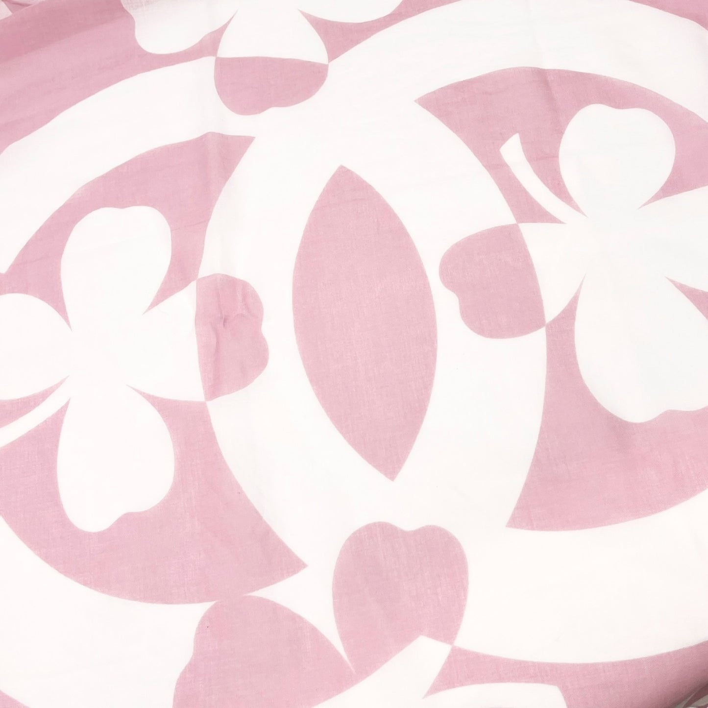 CHANEL Vintage CC Mark Logo Scarf Wrap Shawl Pink White Cotton See-through