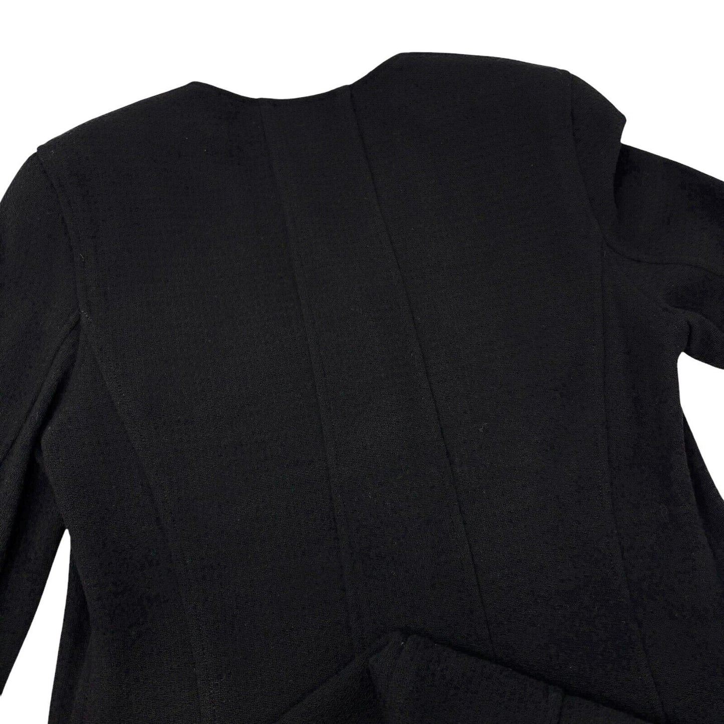 CHANEL Vintage 94A CC Logo Long Sleeve Dress #42 One-piece Black Wool Button