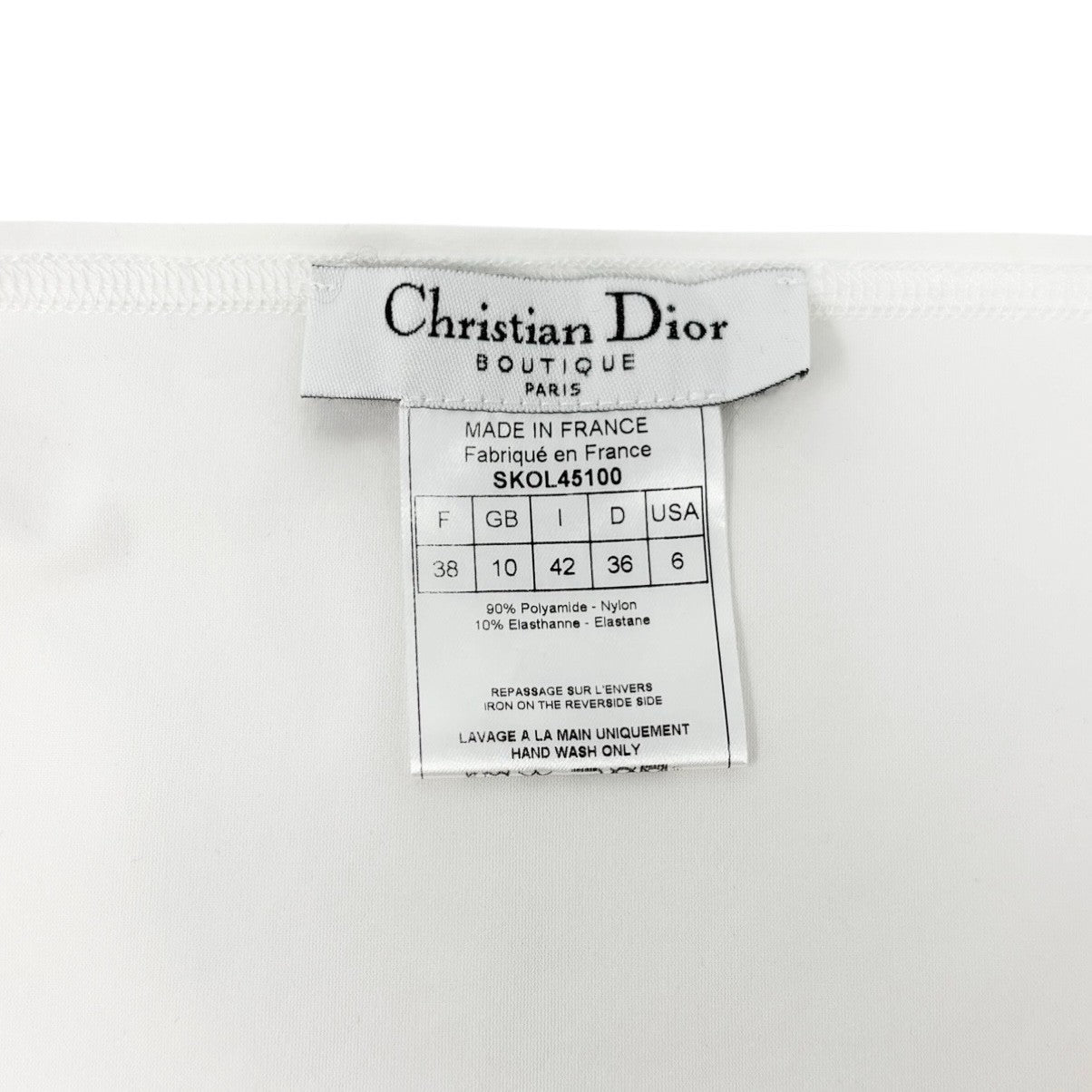 Christian Dior Vintage I Love Logo Rhinestone Top Off Shoulder #38 White Nylon