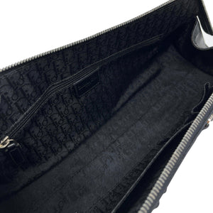Christian Dior Vintage Logo Bondage Shoulder Bag Black Leather Rank AB