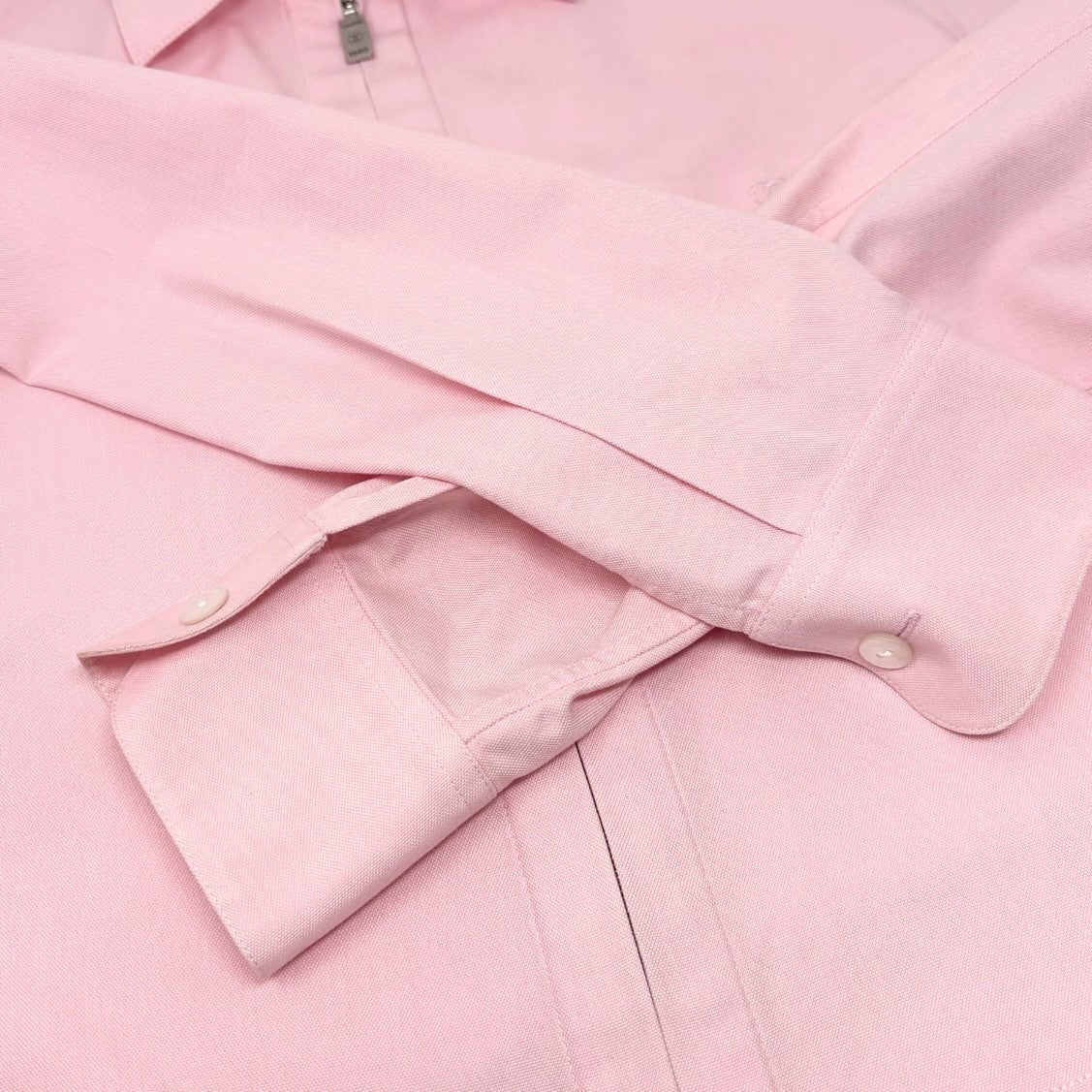 CHANEL Vintage 98P CC Logo Cropped Zip Shirt Top #40 Pink Cotton 902832