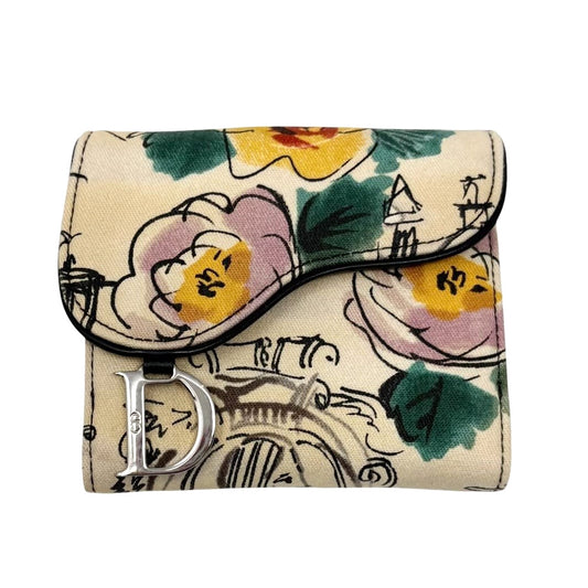 Christian Dior Vintage Paris Motif Art Sketch Saddle Wallet Multicolor 902356