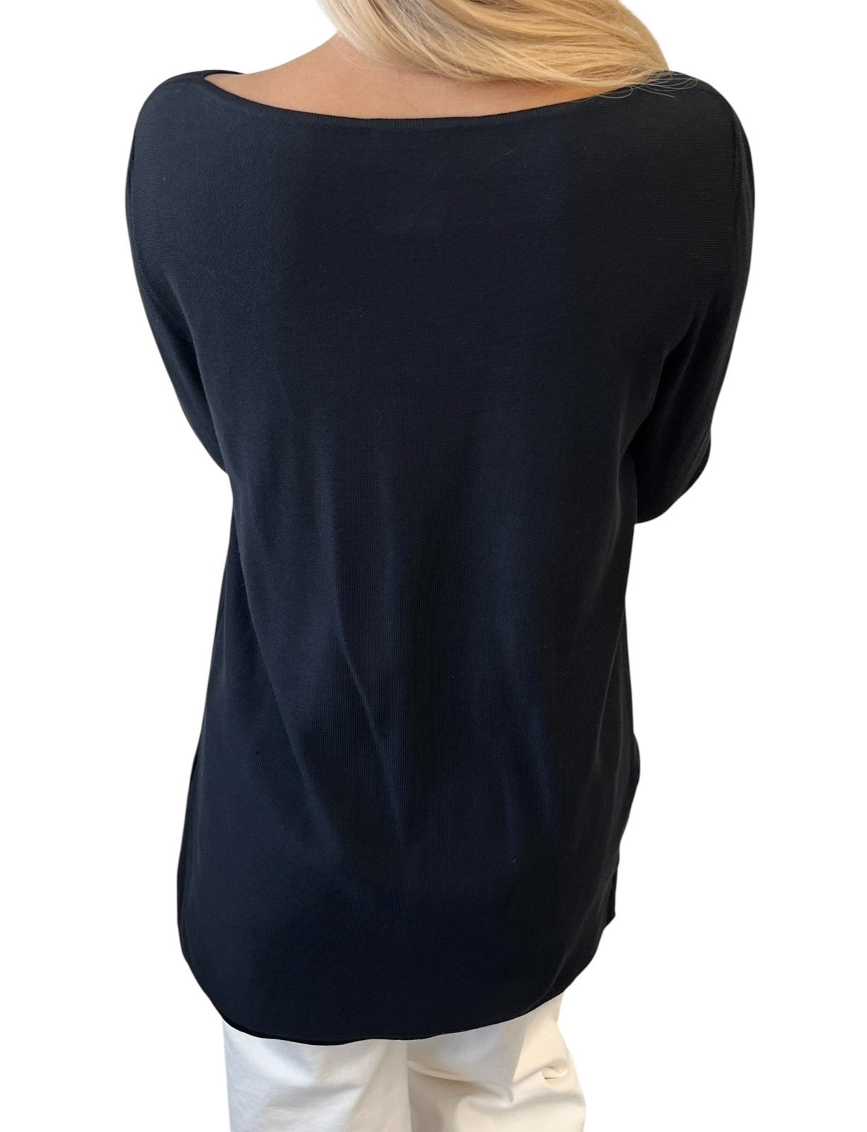 CHANEL Vintage 98P CC Mark Logo Silk Knit Long-sleeve Top #38 Black T-shirt