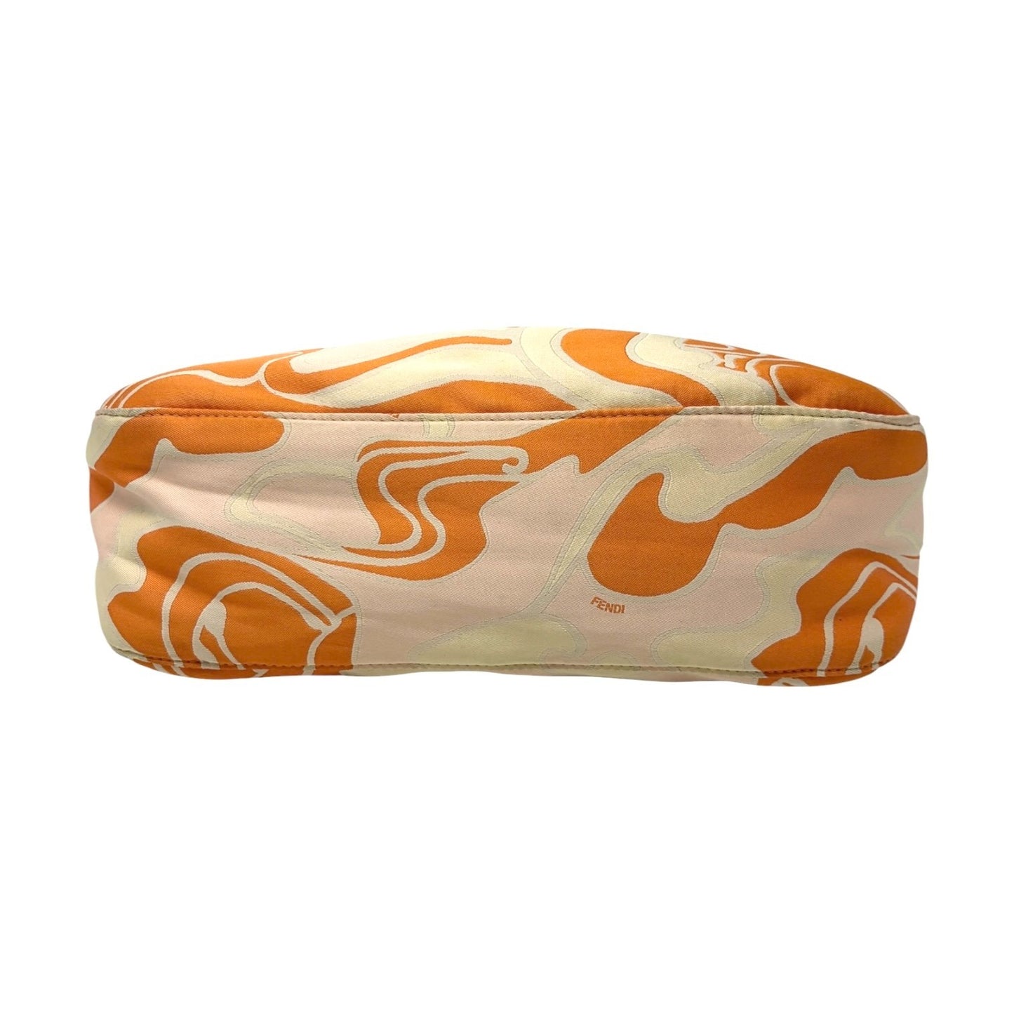 FENDI Vintage FF Logo Mamma Baguette Psychedelic Print Silk Shoulder Bag Orange