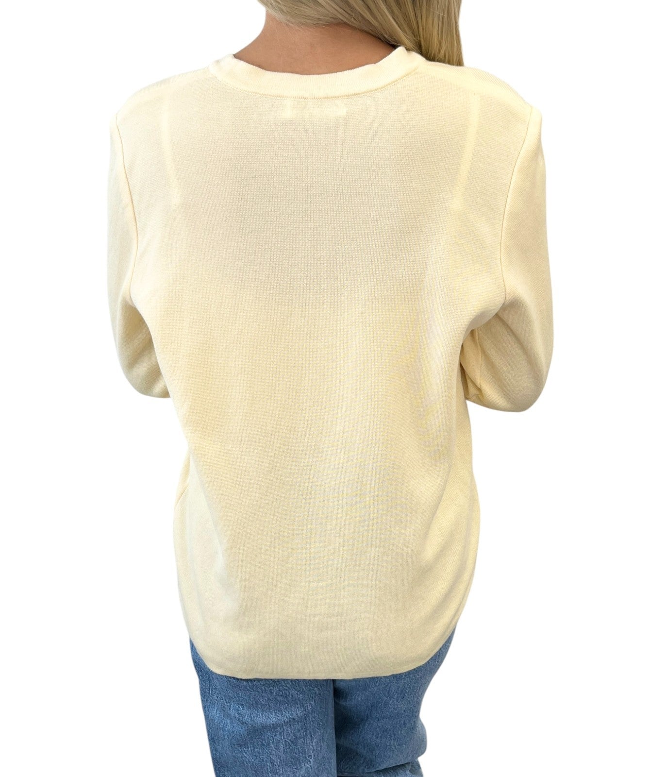Yves Saint Laurent Vintage YSL Logo Cardigan Sweater Top #M Cream Gold 902402