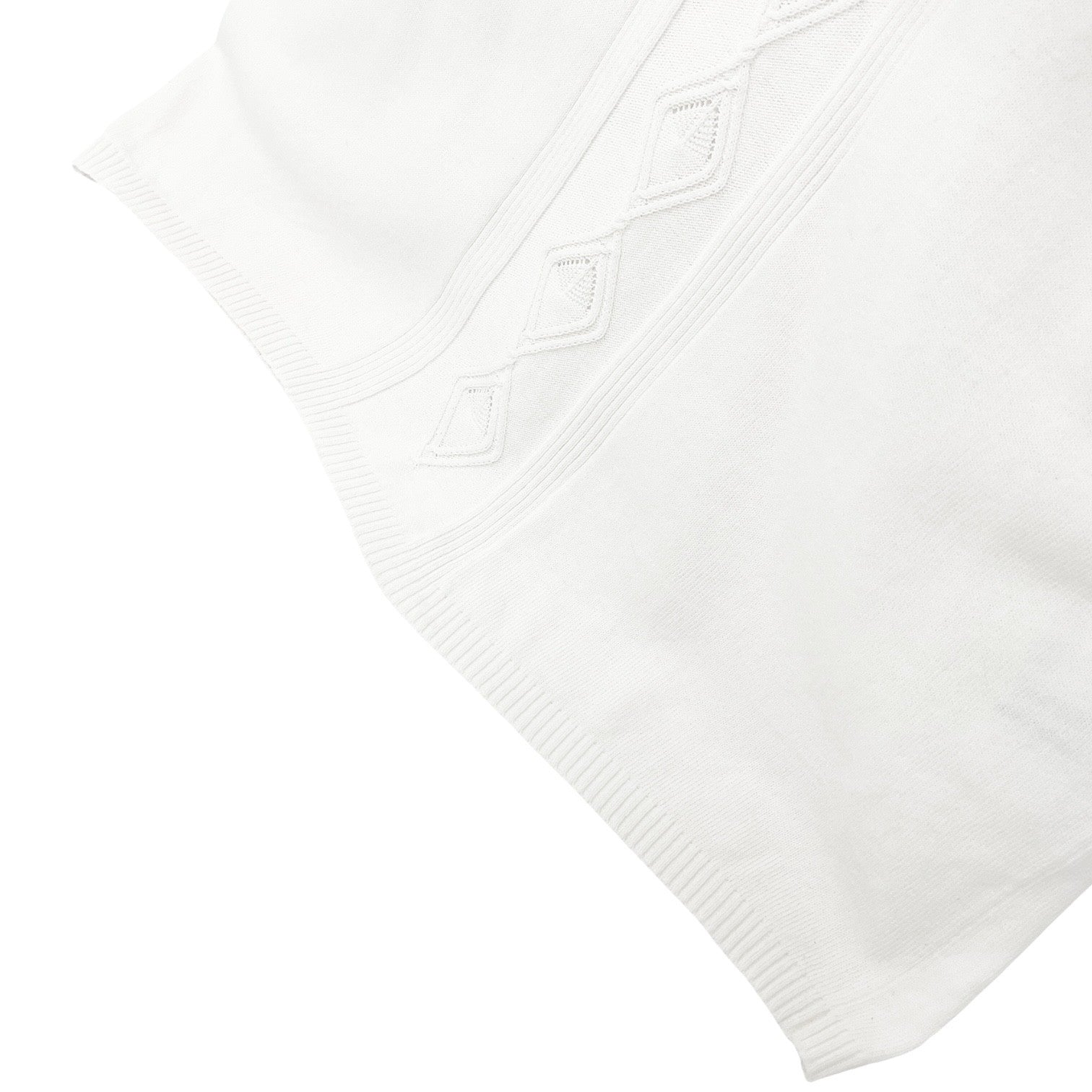 CHANEL Vintage 05P CC Mark Logo Rib Knit T-shirt Top #38 White Cotton