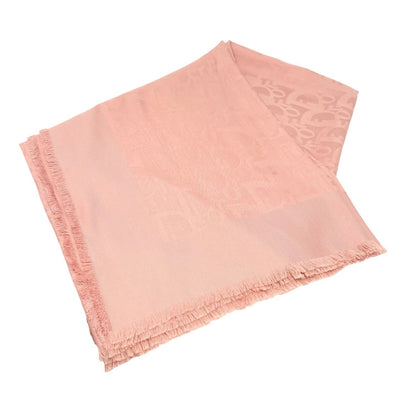 Christian Dior Vintage Logo Trotter Monogram Silk Scarf Shawl Pink 902070