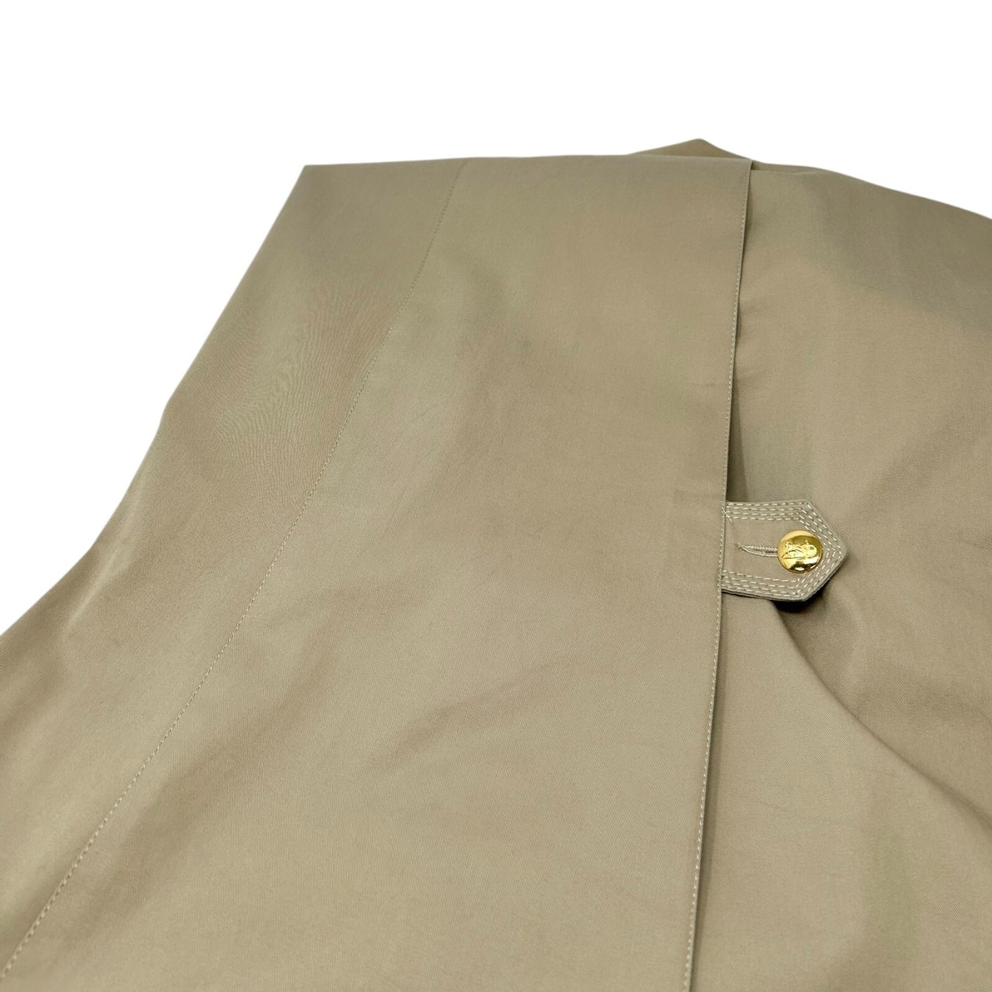 CELINE Vintage Logo Trench Coat #40 Light Brown Gold Cotton Button Stitch