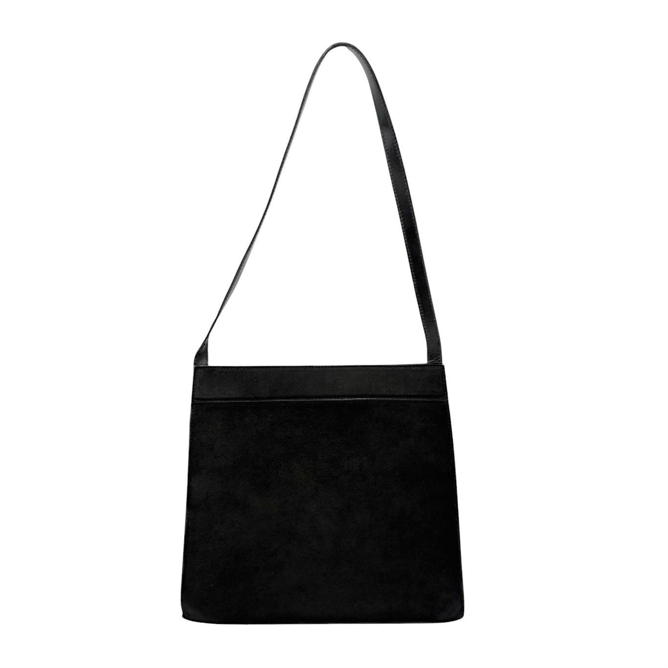 GUCCI Vintage G Square Logo Shoulder Bag Handbag Black Gold Suede Leather 902582