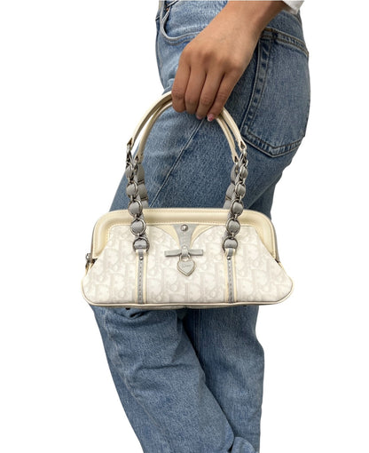 Christian Dior Vintage Romantique Trotter Monogram Bag Heart White 902466