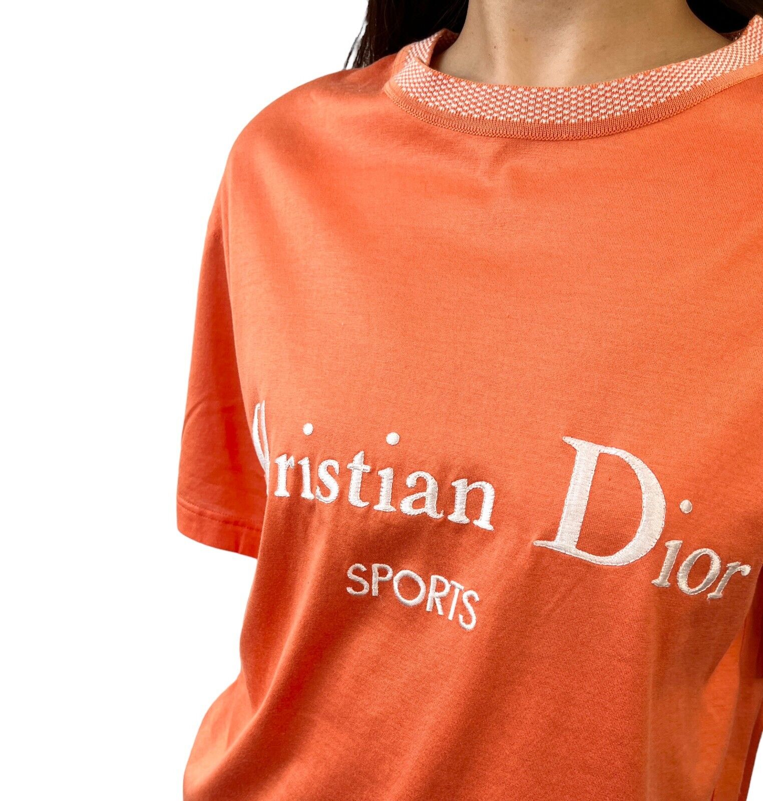 Christian Dior Sports Vintage Big Logo T-shirt #M Top Orange Cotton Rank AB
