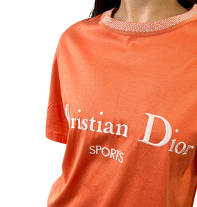 Christian Dior Sports Vintage Big Logo T-shirt #M Top Orange Cotton Rank AB