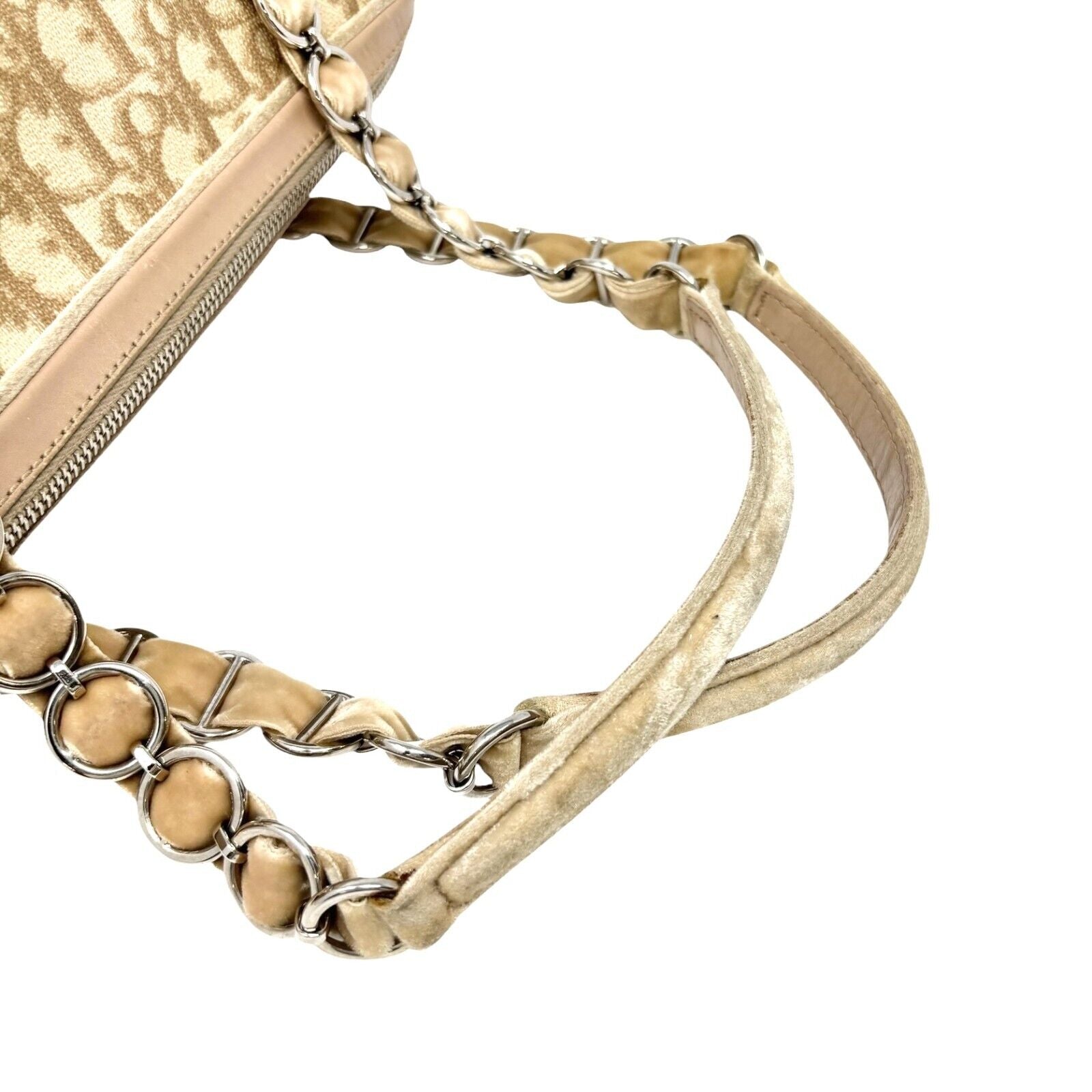 Christian Dior Vintage 2005 Romantique Trotter Monogram Shoulder Bag Cream