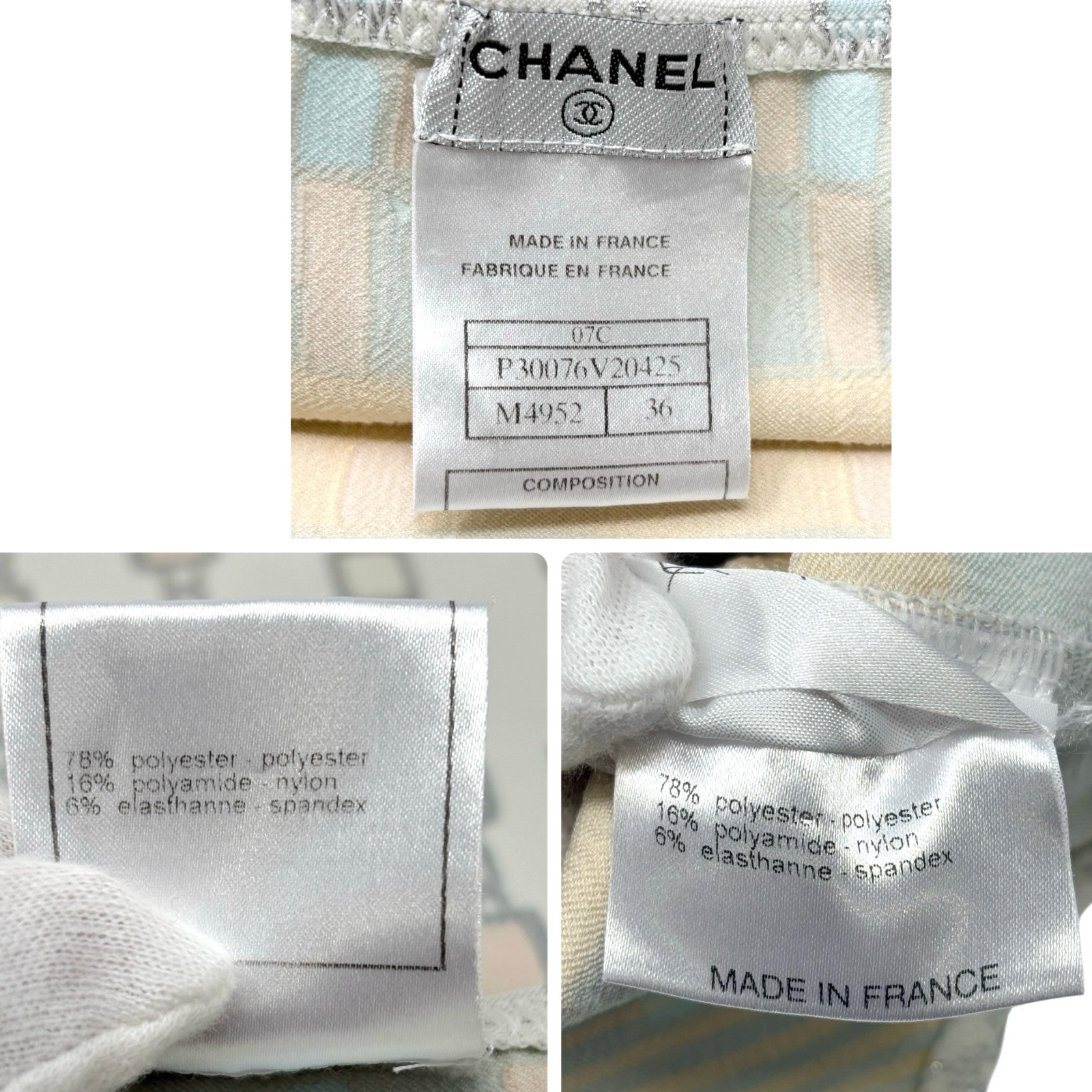 CHANEL Vintage 07C CC Mark Logo Glitter Camisole Top #36 Gray Silver Polyester