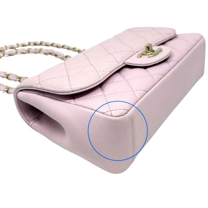 CHANEL Vintage CC Logo Quilted Chian 2way Bag Pink Gold Leather 902322