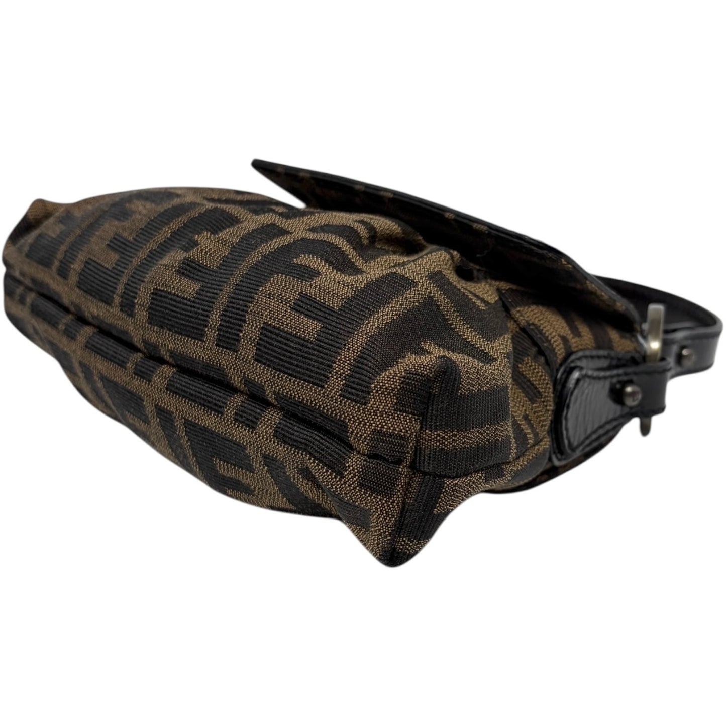 FENDI Vintage Zucca Monogram Logo Charm Canvas Mini Chef Bag Brown Pochette