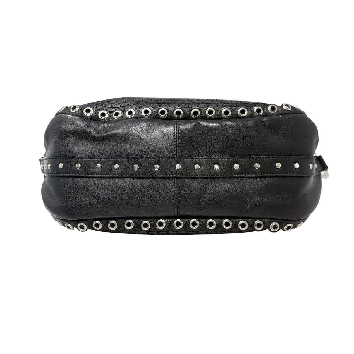 Christian Dior Vintage Peace and Love Leather Hobo Bag Black Silver Studs