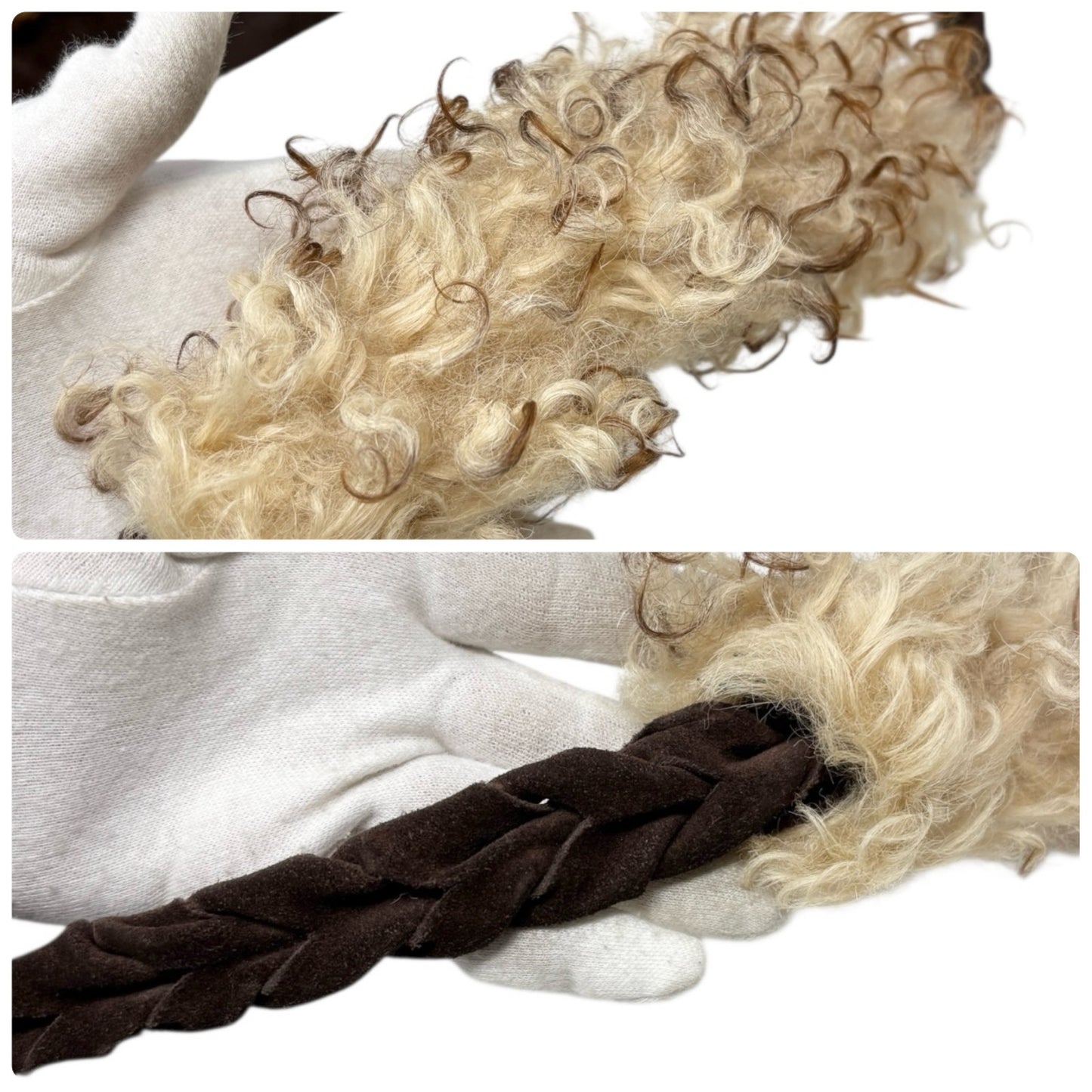 DOLCE&GABBANA Vintage Curly Lamb Shearling Suede Shoulder Bag Brown Beige Fur