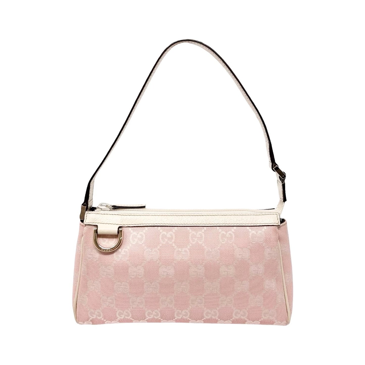GUCCI Vintage GG Monogram Logo Abbey Shoulder Bag Pink Gold Canvas 902056