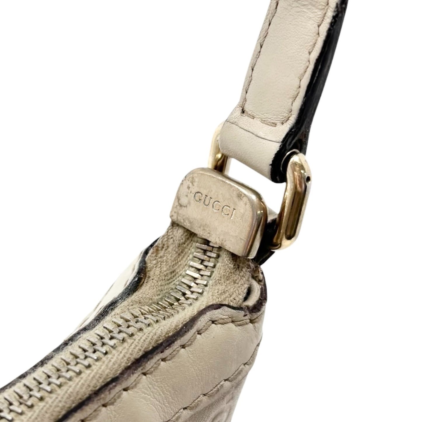 GUCCI Vintage GG Interlocking Monogram Shoulder Bag Beige Ribbon Zip 902282