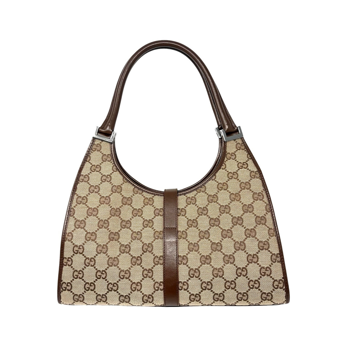 GUCCI Vintage Jackie GG Monogram Shoulder Bag Beige Brown Canvas 902460