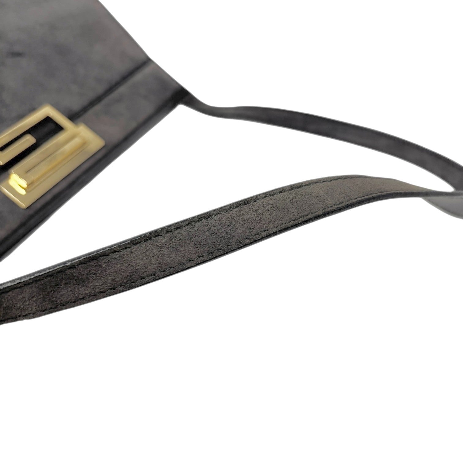 GUCCI Vintage G Square Logo Shoulder Bag Gray Gold Suede Leather