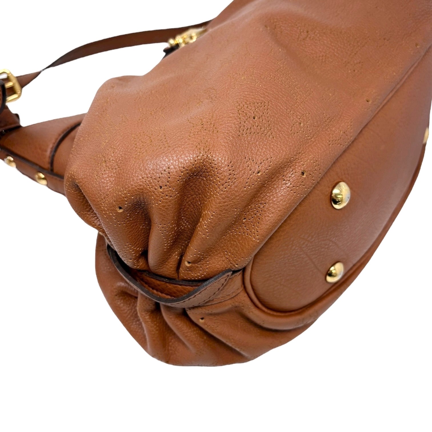 LOUIS VUITTON Vintage LV Monogram Mahina Crossbody Bag Brown Gold Leather