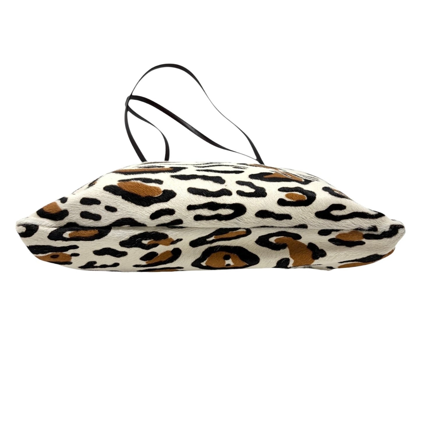 FENDI Vintage FF Logo Leopard Animal Print Tote Bag White Pony Calf Hair 901822