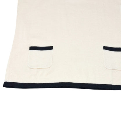 CHANEL Vintage 06C CC Logo Knit Pocket Top #38 Beige Black Cashmere 902578