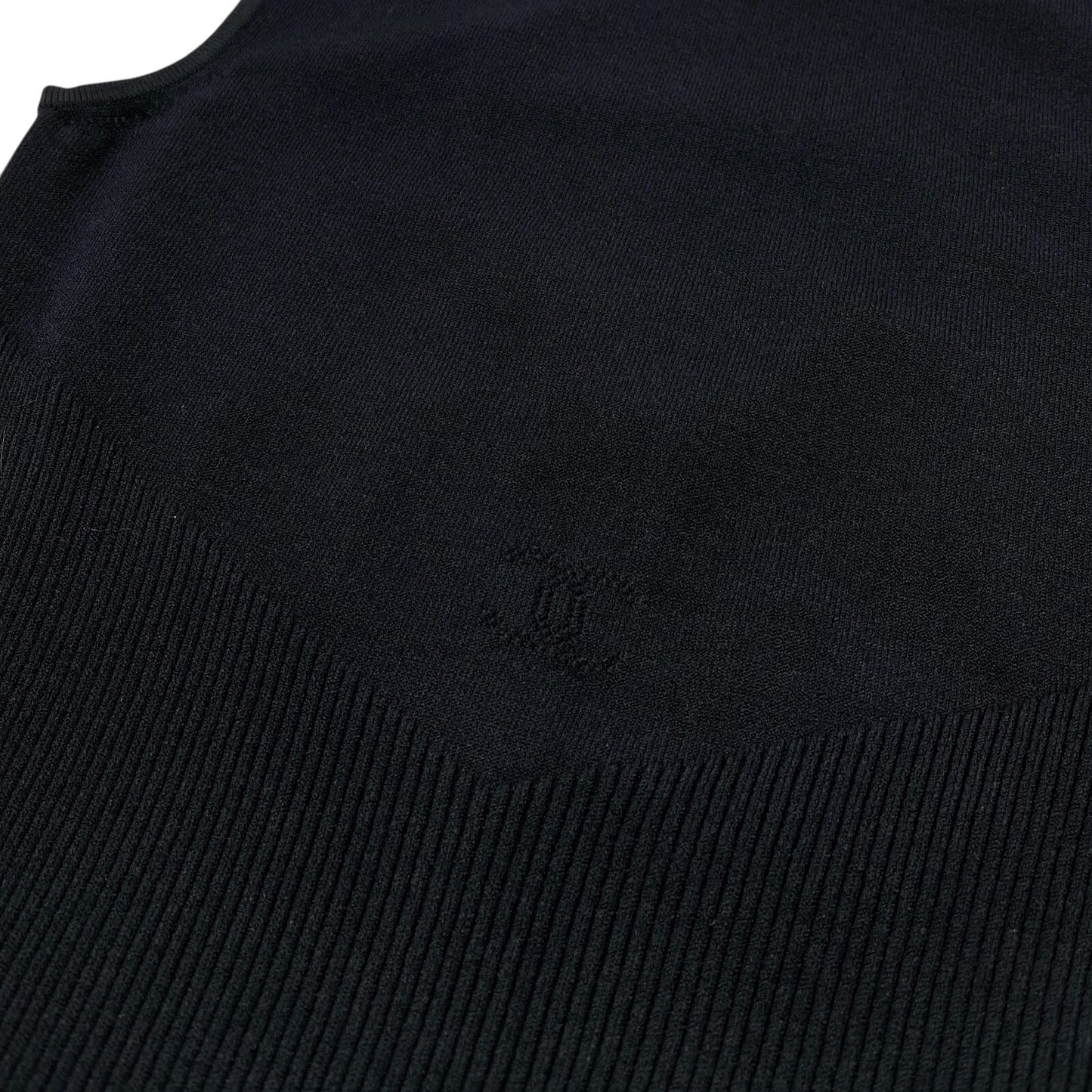 CHANEL Vintage 05P CC Logo Summer Knit Tank Top #38 Rib Round Neck Black Cotton