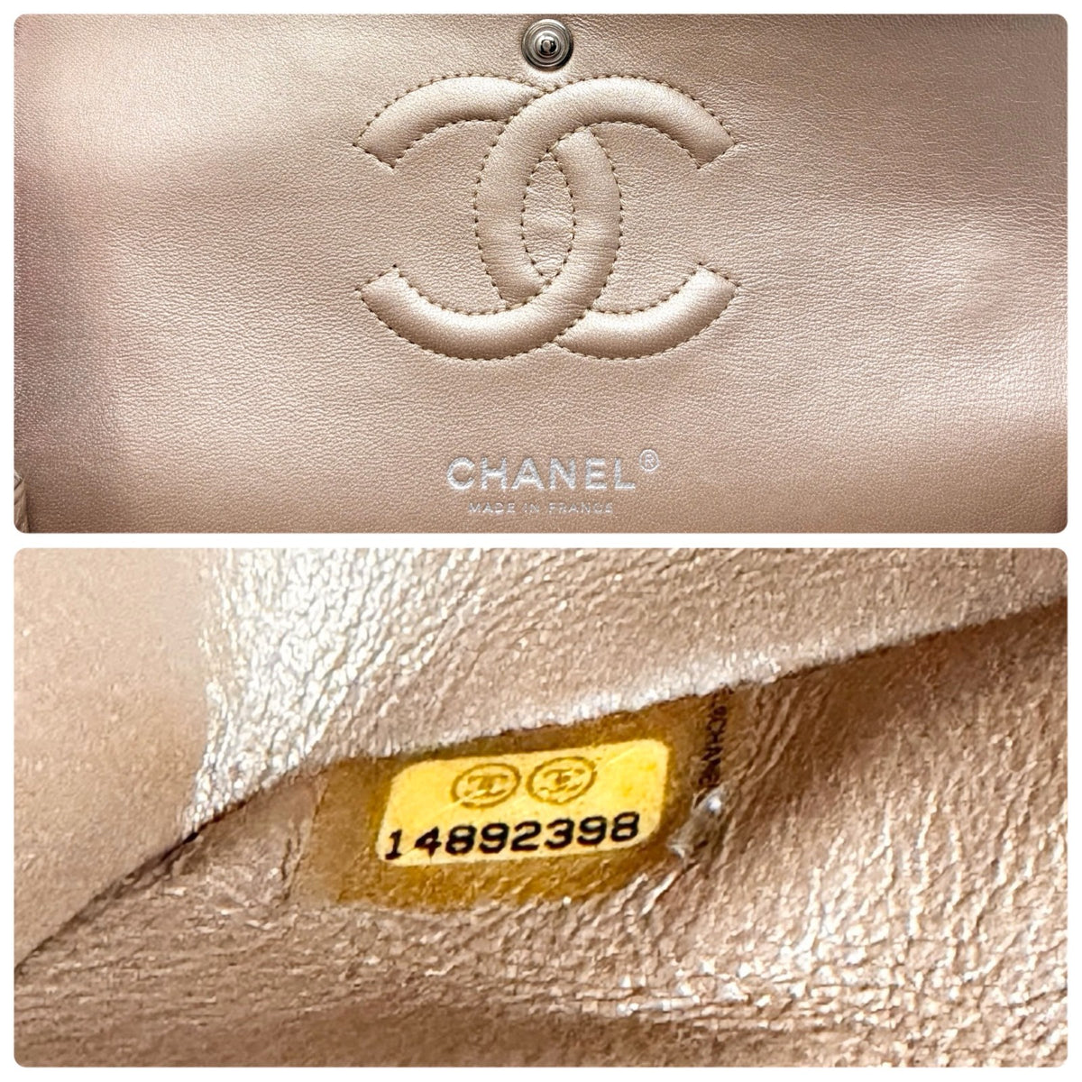 CHANEL Vintage CC Turnlock Quilted Chain Flap Bag 2 Way Metallic Gold 902919