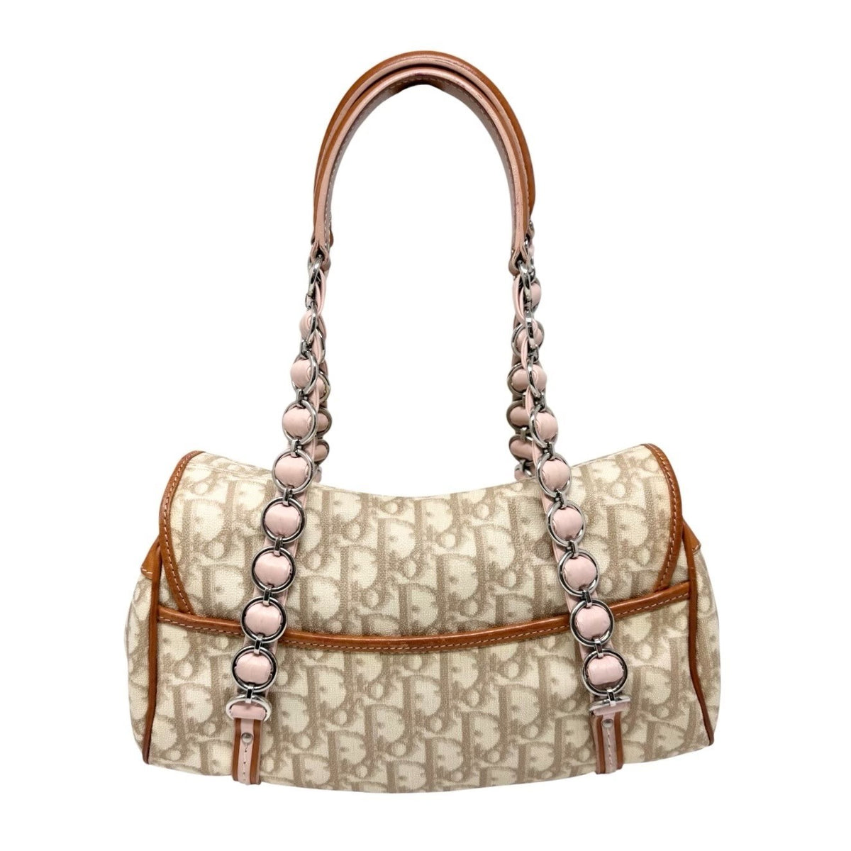 Christian Dior Vintage Trotter Monogram Romantique Shoulder Bag Beige 902306