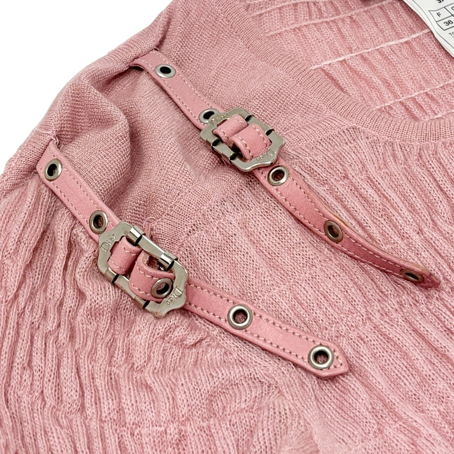 Christian Dior Vintage 2003 Bondage Summer Knit Top #36 Pink Silver Cashmere