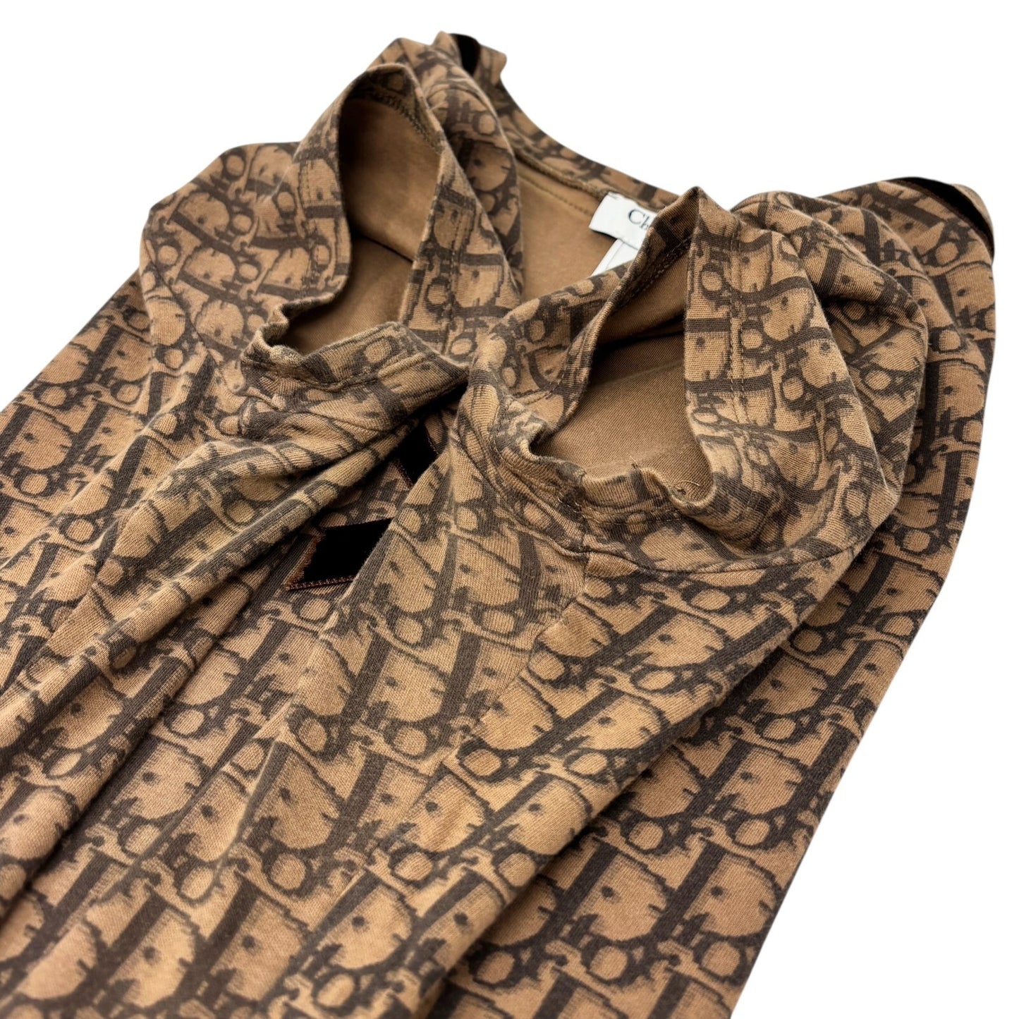 Christian Dior Vintage 2005 Trotter Monogram V-neck T-shirt #40 Top Brown Ribbon