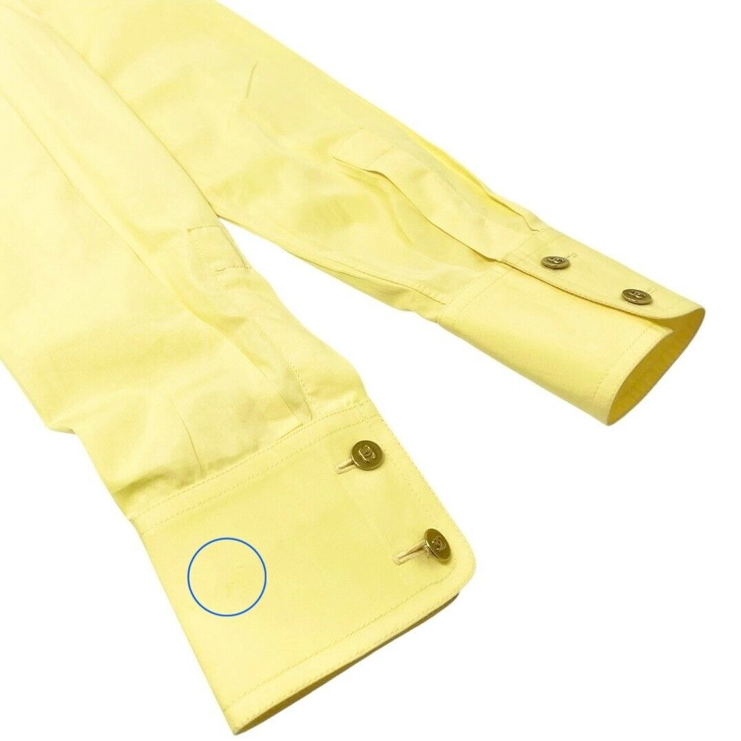 CHANEL Vintage PO4946 CC Mark Logo Shirt Top #36 Button Up Yellow Gold Cotton