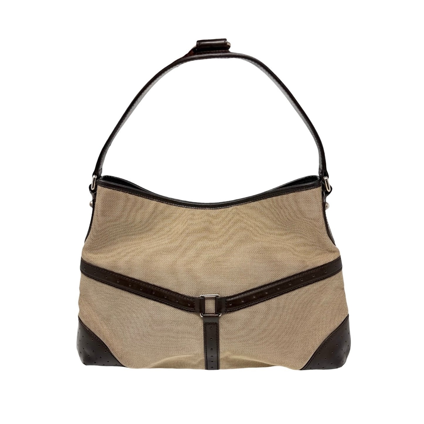 GUCCI Vintage Web Stripe Interlocking GG Logo Canvas Hobo Bag Brown 902575