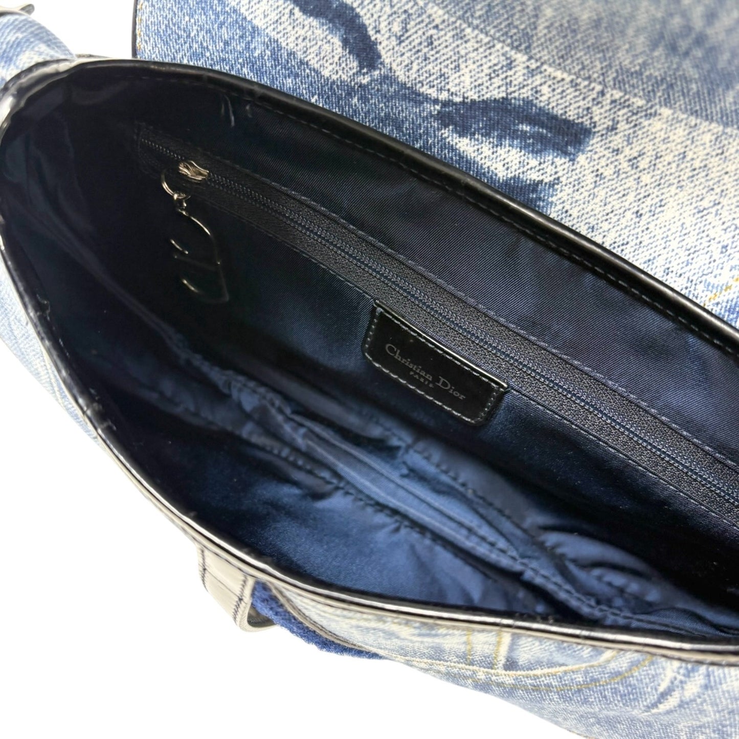 Christian Dior Vintage 2001 Speedway Denim Saddle Bag Blue Black Cotton