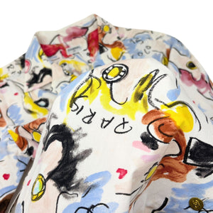 CHANEL Vintage 1995 CC Logo Multicolor Shirt Long Sleeve Top Cotton White Gold