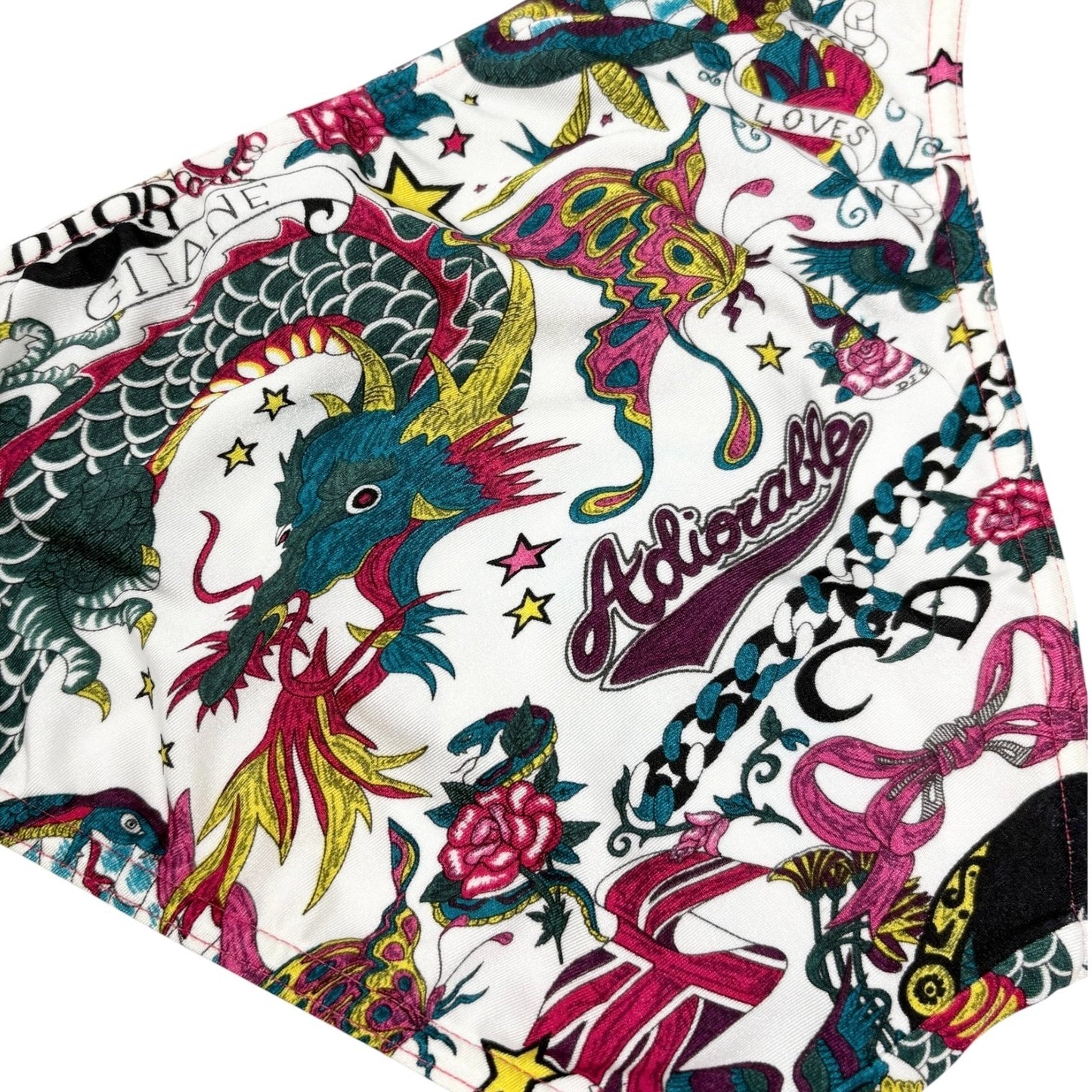 Christian Dior Vintage Logo Tattoo Print Bikini Swimwear #38 Multicolor 901861