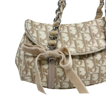 Christian Dior Vintage 2005 Trotter Monogram Romantique Bag Beige PVC 902345