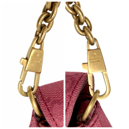 GUCCI Vintage GG Monogram Horsebit Chain Shoulder Bag Pochette Pink 902381