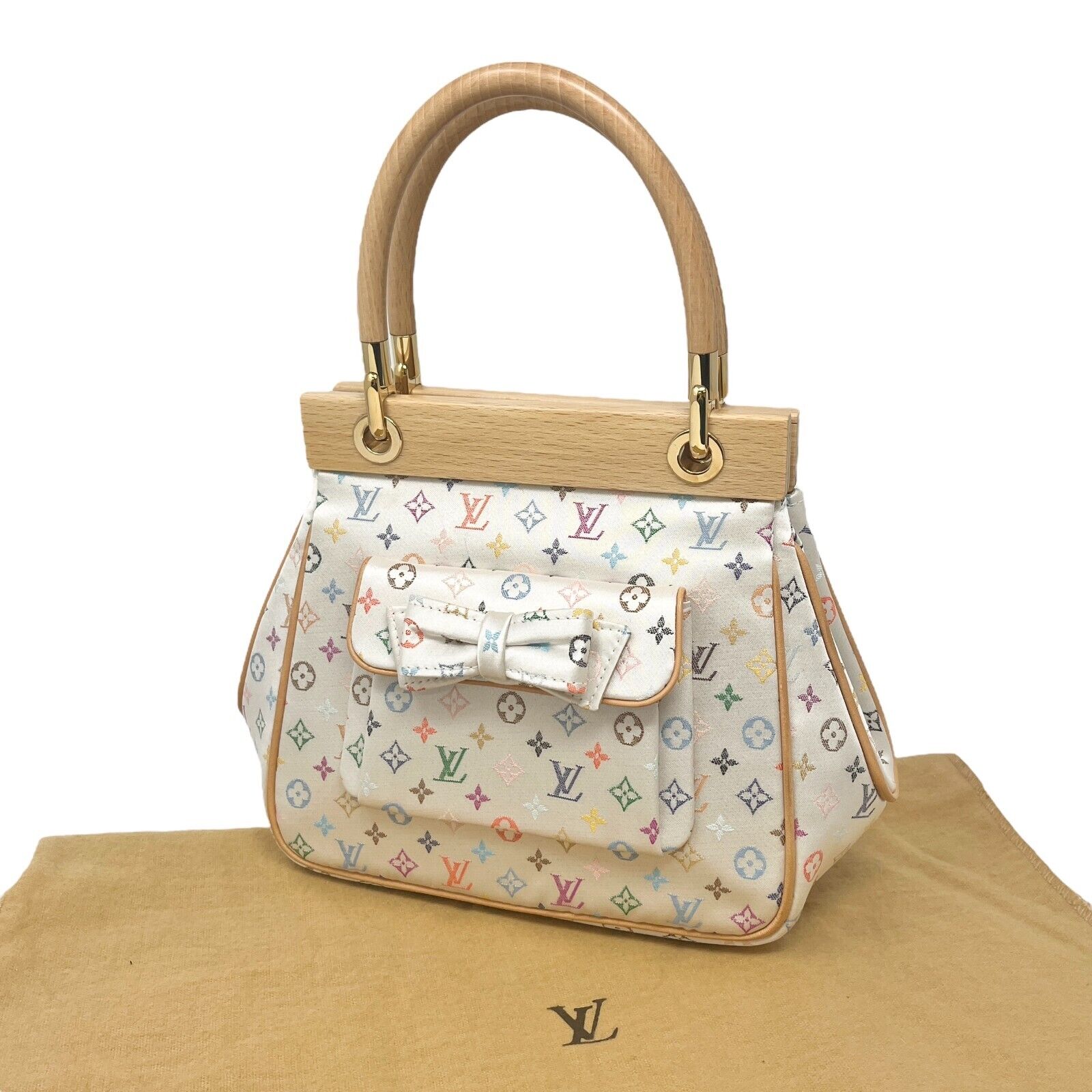 LOUIS VUITTON Vintage Multicolor Monogram Abelia Satin Mini Bag M92936 RankAB+