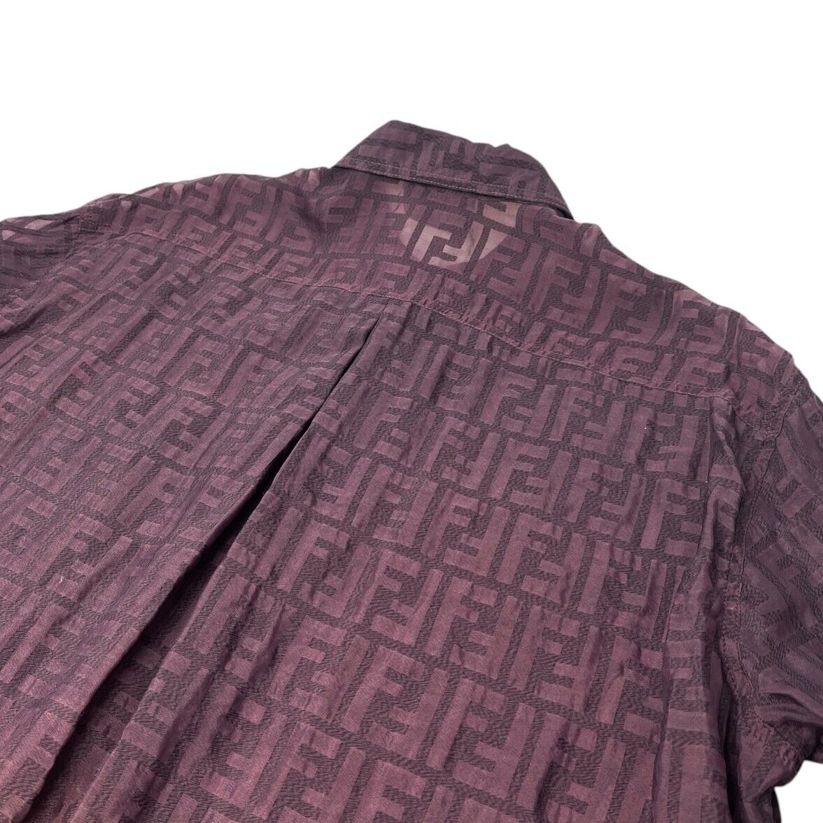 FENDI Vintage Zucca Monogram Logo Blouse Shirt Top See-through Purple RankAB